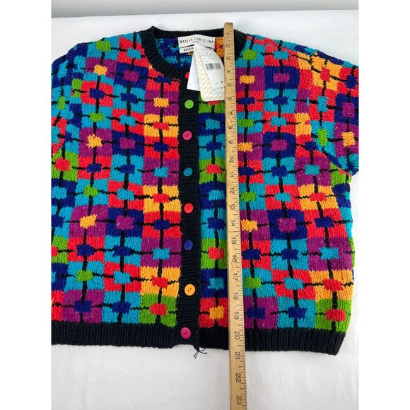 Marisa Christina Petite Multicolor Geometric Knit Cardigan Sweater Size M NWT - Picture 6 of 7
